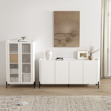 2-Piece Abbey Bookcase and Sideboard in White - Ornate Home