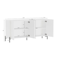 2-Piece Abbey Bookcase and Sideboard in White - Ornate Home
