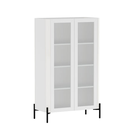 2-Piece Abbey Bookcase and Sideboard in White - Ornate Home