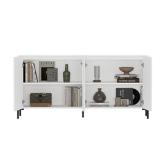 2-Piece Abbey Bookcase and Sideboard in White - Ornate Home