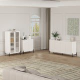 2-Piece Abbey Bookcase and Sideboard in White - Ornate Home