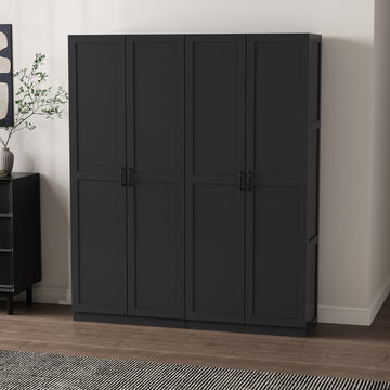 2-Piece Cornelia Storage Closet 1.0 and 2.0 in Black - Ornate Home