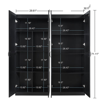 2-Piece Cornelia Storage Closet 1.0 and 2.0 in Black - Ornate Home