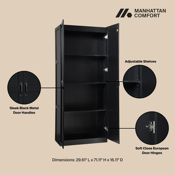 2-Piece Cornelia Storage Closet 1.0 and 2.0 in Black - Ornate Home