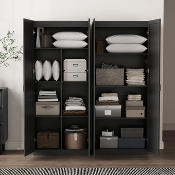 2-Piece Cornelia Storage Closet 1.0 and 2.0 in Black - Ornate Home