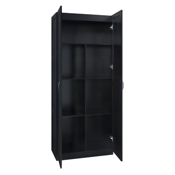 2-Piece Cornelia Storage Closet 1.0 and 2.0 in Black - Ornate Home
