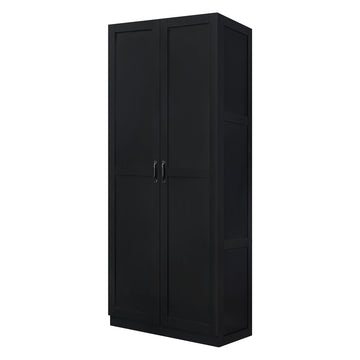 2-Piece Cornelia Storage Closet 1.0 and 2.0 in Black - Ornate Home