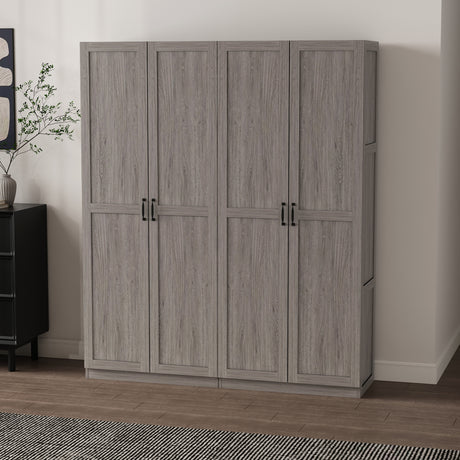2-Piece Cornelia Storage Closet 1.0 and 2.0 in Grey - Ornate Home