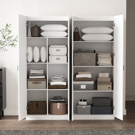 2-Piece Cornelia Storage Closet 1.0 and 2.0 in White - Ornate Home