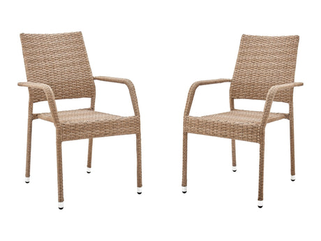 2-Piece Genoa Patio Dining Armchair in Nature Tan Weave - Ornate Home