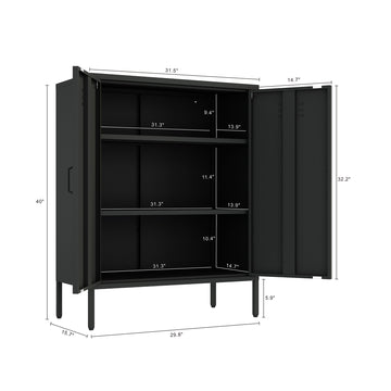 2-Piece Naomi Accent Cabinet and Storage Cabinet in Black - Ornate Home
