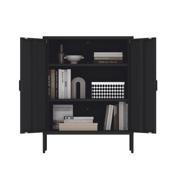 2-Piece Naomi Accent Cabinet and Storage Cabinet in Black - Ornate Home