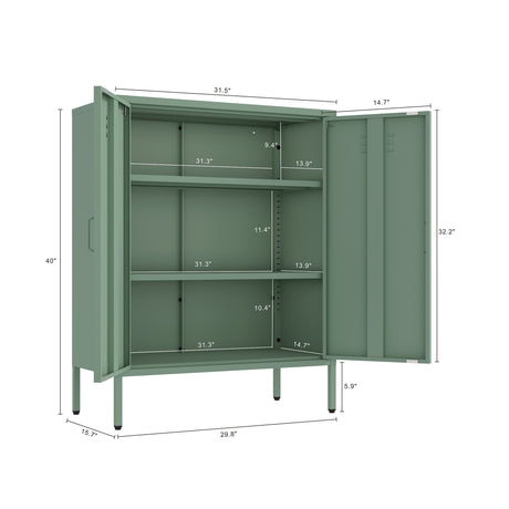 2-Piece Naomi Accent Cabinet and Storage Cabinet in Green - Ornate Home