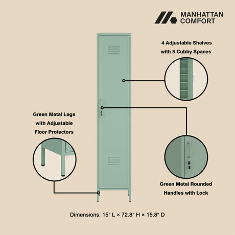 2-Piece Naomi Accent Cabinet and Storage Cabinet in Green - Ornate Home