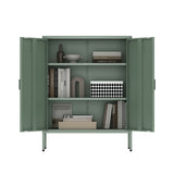 2-Piece Naomi Accent Cabinet and Storage Cabinet in Green - Ornate Home