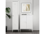 2-Piece Naomi Accent Cabinet and Storage Cabinet in White - Ornate Home