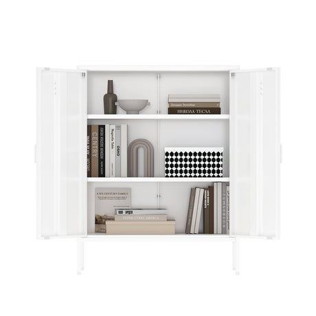 2-Piece Naomi Accent Cabinet and Storage Cabinet in White - Ornate Home