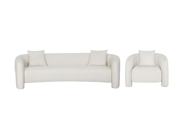 2-Piece Sylvia Sofa and Accent Chair in Angora - Ornate Home