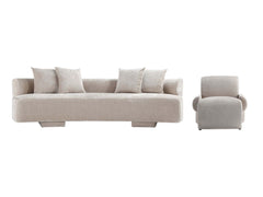 2-Piece Verandah 112" XL Sofa and Accent Chair in Beige - Ornate Home