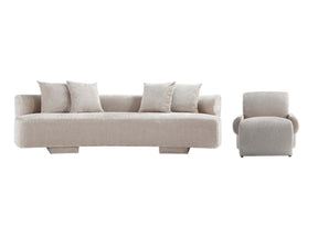 2-Piece Verandah 112" XL Sofa and Accent Chair in Beige - Ornate Home