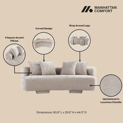 2-Piece Verandah 90.6" Sofa and 112" XL Sofa in Beige - Ornate Home