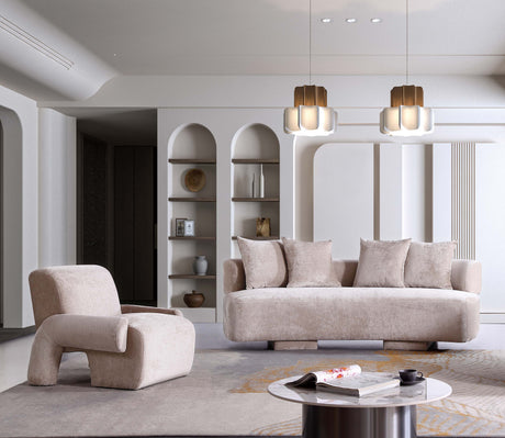 2-Piece Verandah 90.6" Sofa and Accent Chair in Beige - Ornate Home