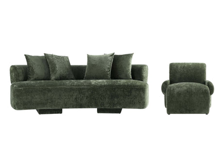 2-Piece Verandah 90.6" Sofa and Accent Chair in Olive Green - Ornate Home