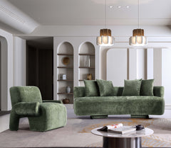 2-Piece Verandah 90.6" Sofa and Accent Chair in Olive Green - Ornate Home