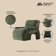 2-Piece Verandah 90.6" Sofa and Accent Chair in Olive Green - Ornate Home
