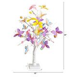 2' Pre-Lit Artificial Butterfly Twig Tree with 24 Warm White LED Lights