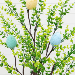 2' Pre-Lit Artificial Easter Egg Twig Tree with Greens and 24 Warm White LED Lights - Ornate Home