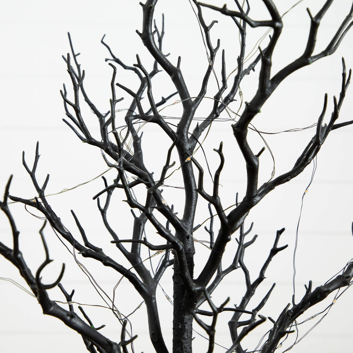 2' Pre-Lit Artificial Halloween Black Spooky Twig Tree with 60 Orange & Purple Copper Wire String LED Lights