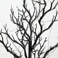 2' Pre-Lit Artificial Halloween Black Spooky Twig Tree with 60 Orange & Purple Copper Wire String LED Lights - Ornate Home