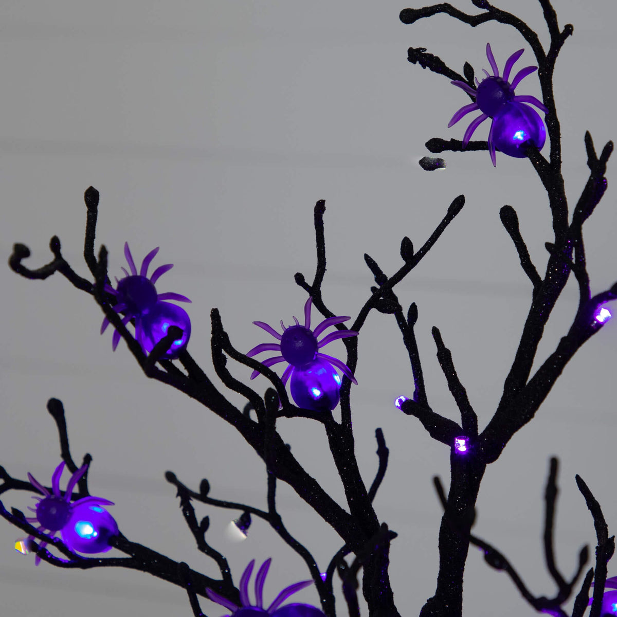2' Pre-Lit Artificial Halloween Spider Twig Tree with 24 Purple LED Lights
