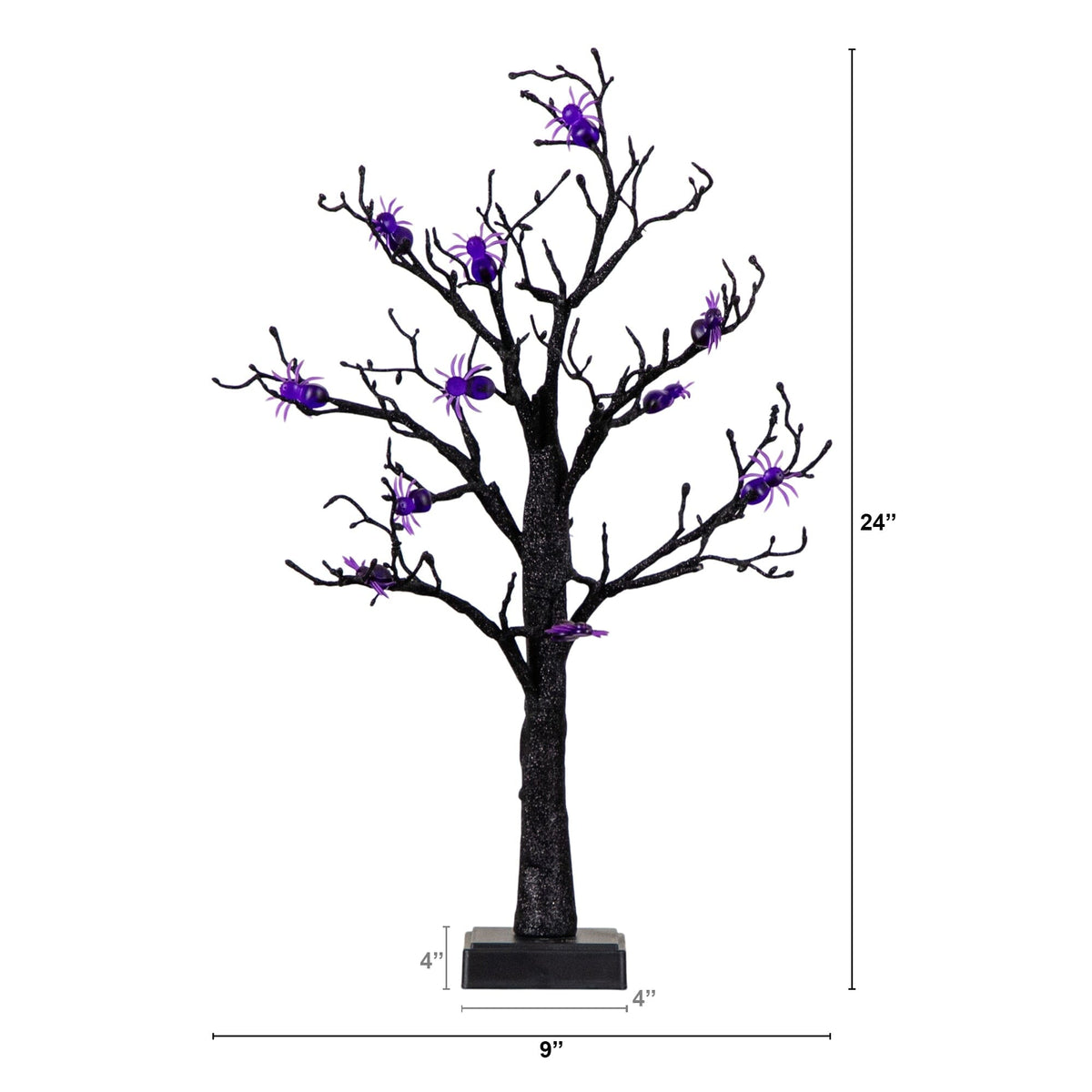 2' Pre-Lit Artificial Halloween Spider Twig Tree with 24 Purple LED Lights