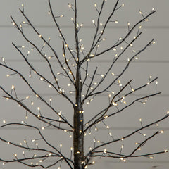 2' Pre-Lit Artifiical Halloween Black Twig Tree with 210 Warm White Fairy Copper Wire LED Lights - Ornate Home