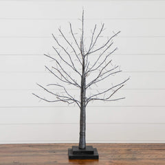 2' Pre-Lit Artifiical Halloween Black Twig Tree with 210 Warm White Fairy Copper Wire LED Lights - Ornate Home