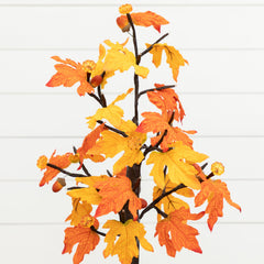 2' Pre-Lit Autumn Maple Artificial Fall Tree with 24 Warm White LED & Pumpkin Shaped Lights with Detachable Base - Ornate Home