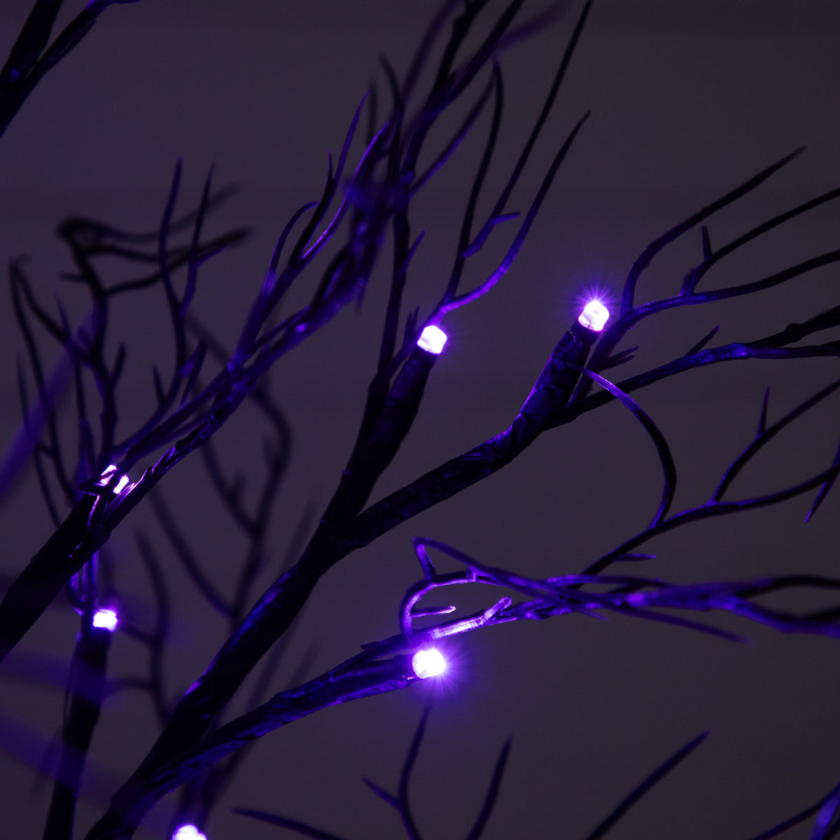 2’ Pre-Lit Halloween Deluxe Black Twig Artificial Tree with 44 Orange & Purple LED Lights