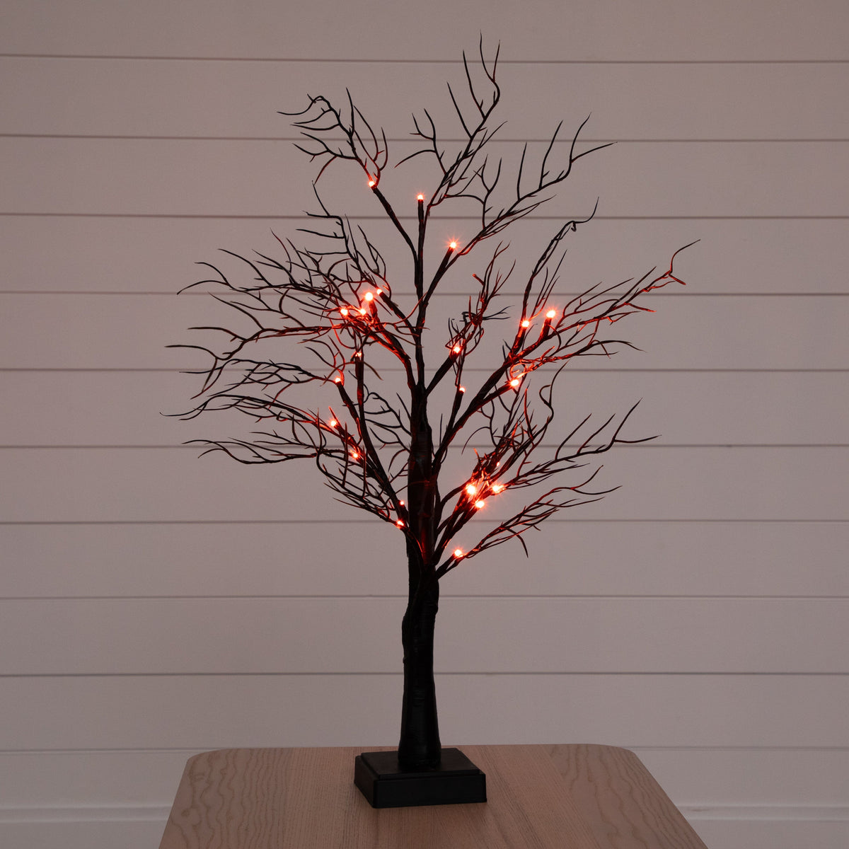 2’ Pre-Lit Halloween Deluxe Black Twig Artificial Tree with 44 Orange & Purple LED Lights