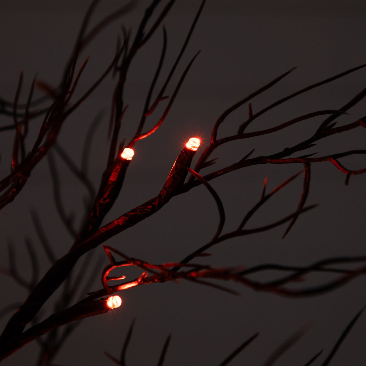 2’ Pre-Lit Halloween Deluxe Black Twig Artificial Tree with 44 Orange & Purple LED Lights