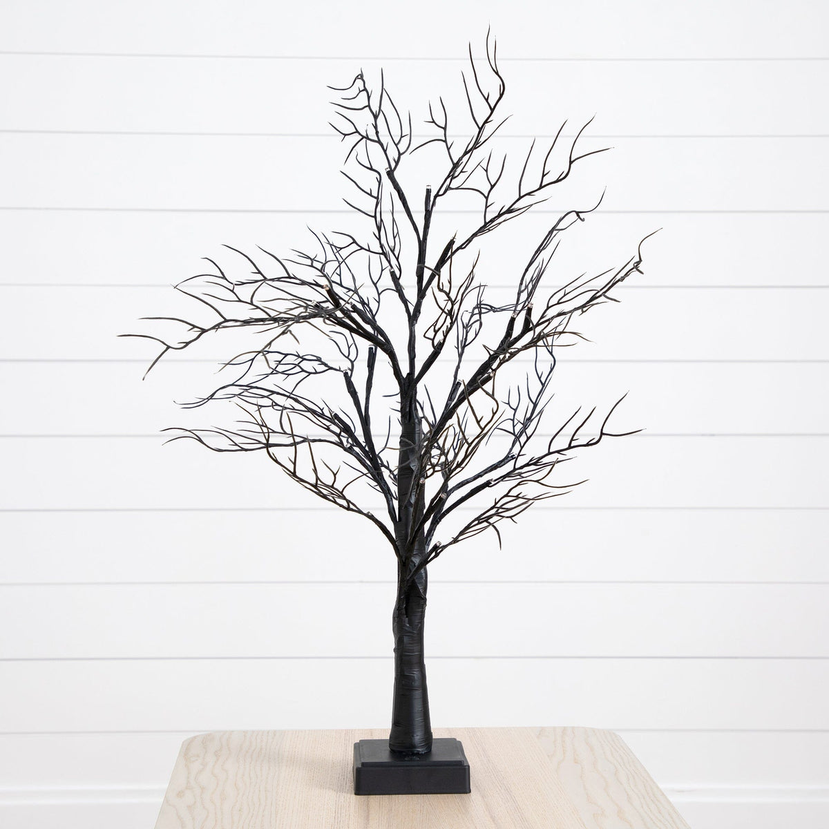2’ Pre-Lit Halloween Deluxe Black Twig Artificial Tree with 44 Orange & Purple LED Lights