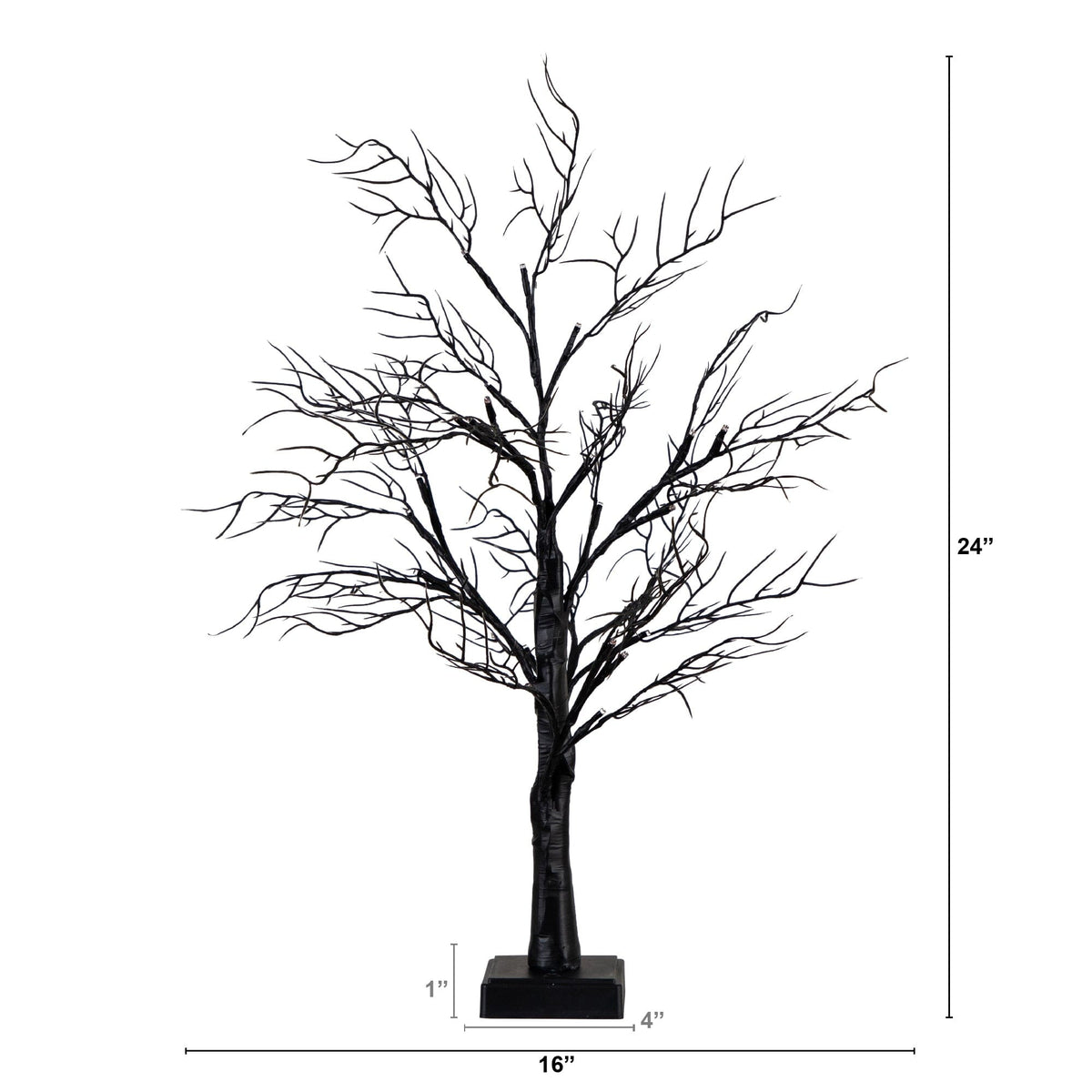 2’ Pre-Lit Halloween Deluxe Black Twig Artificial Tree with 44 Orange & Purple LED Lights