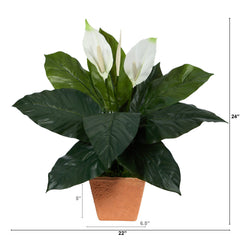 2’ Spathiphyllum Artificial Plant in Terra-Cotta Planter - Ornate Home