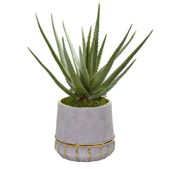 20” Aloe Artificial Plant in Stoneware Planter - Ornate Home