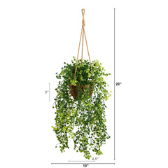 20” Baby Tear Artificial Plant in Hanging Basket - Ornate Home