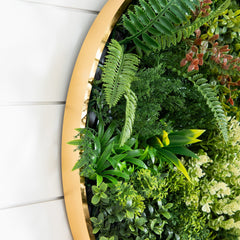 20” UV Resistant Artificial Queensland Rainforest Living Wall Art Panel in Gold Aluminum Frame - Ornate Home