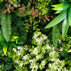 20” UV Resistant Artificial Queensland Rainforest Living Wall Art Panel in Gold Aluminum Frame - Ornate Home