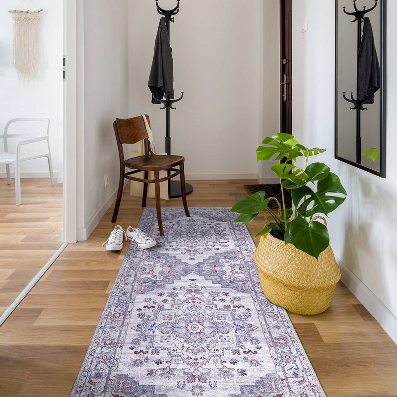 Rain Gray Distressed Vintage NonSlip Indoor Area Rugs - Ornate Home