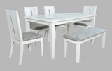 Urban Icon White Ext Dining Table w/ 4 Chairs, Bench